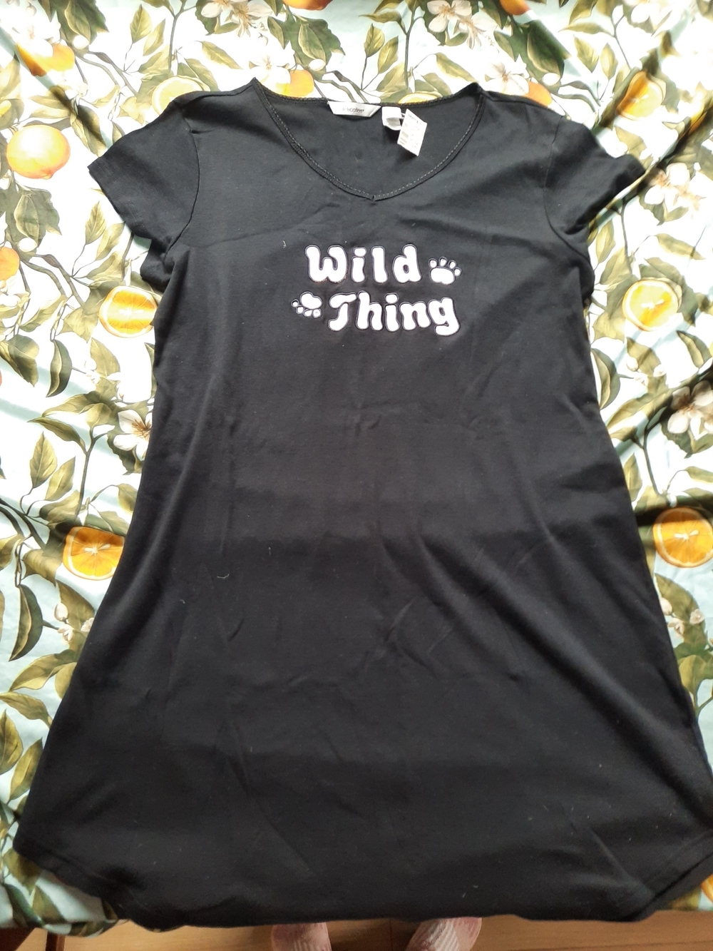 delicates Black "Wild Thing" Short Sleeve Nightshirt